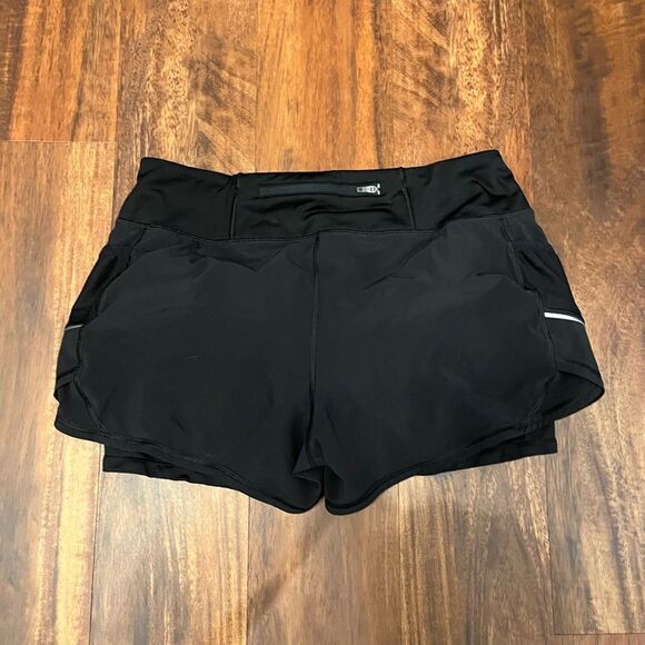 Athleta Ready Set Go 2 black two layer shorts running/yoga black Sz L - Picture 4 of 4
